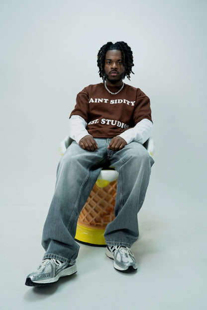 Double Layered Long Sleeve T-shirt: Brown