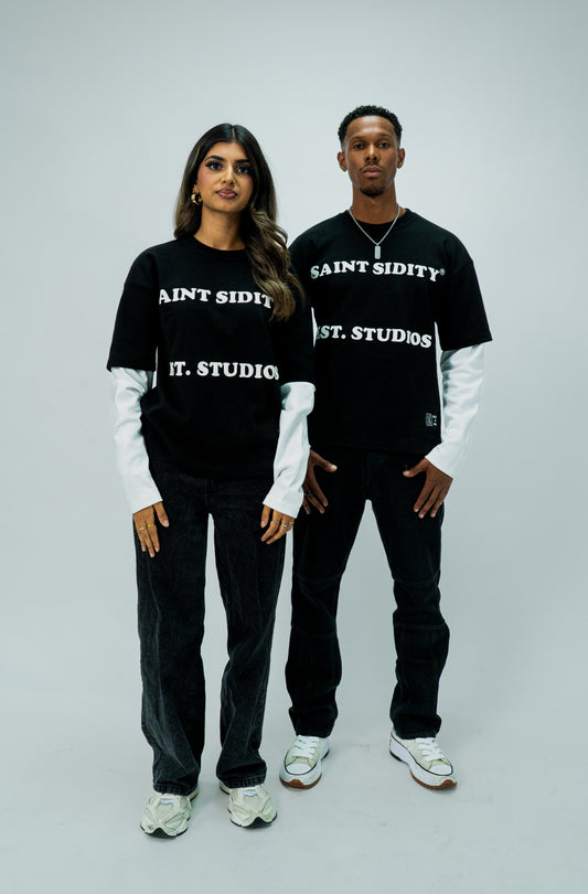 Double Layered Long Sleeve T-shirt:  Black