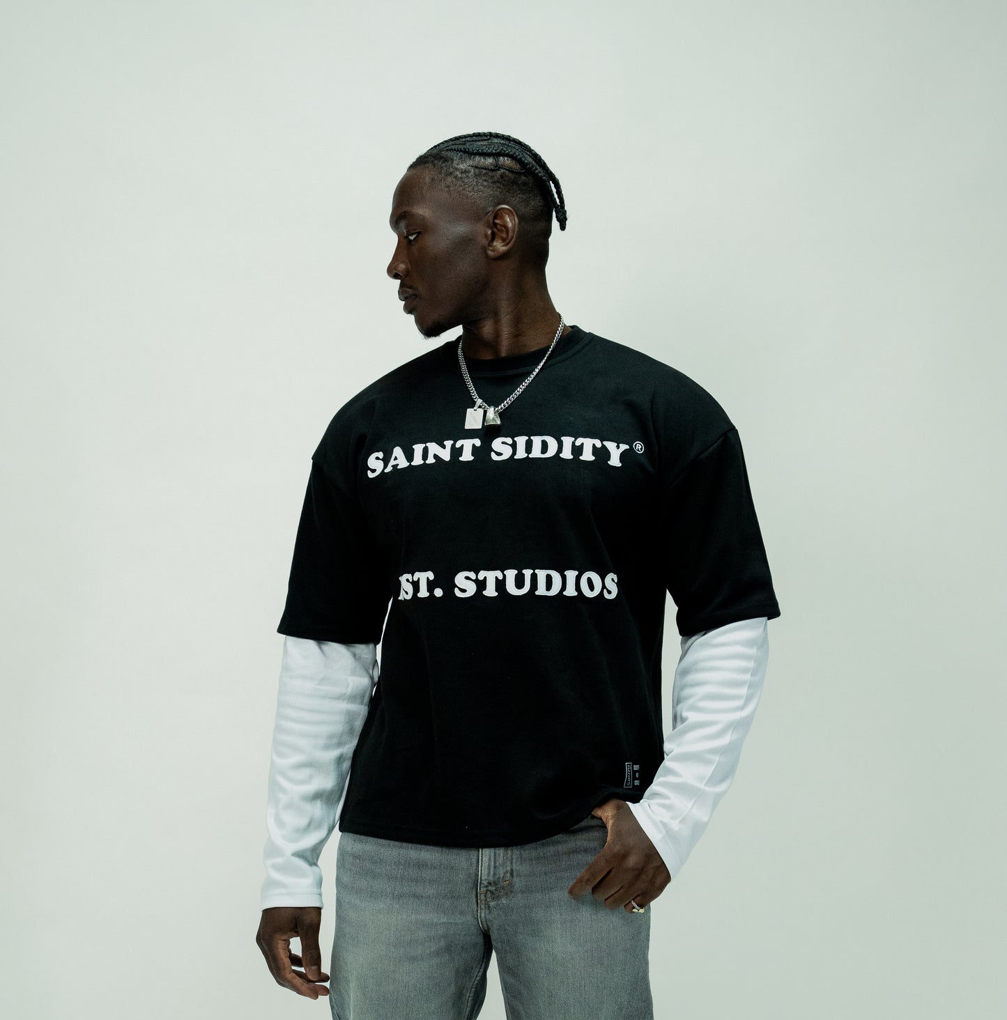 Double Layered Long Sleeve T-shirt:  Black