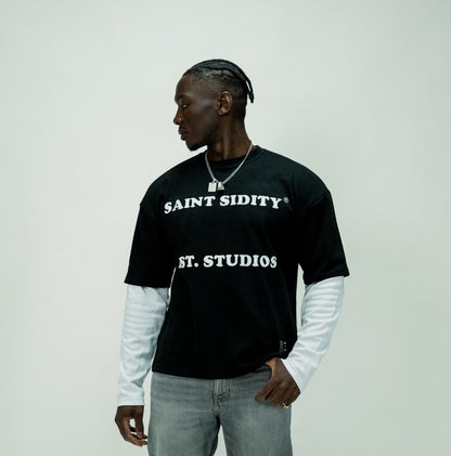 Double Layered Long Sleeve T-shirt:  Black